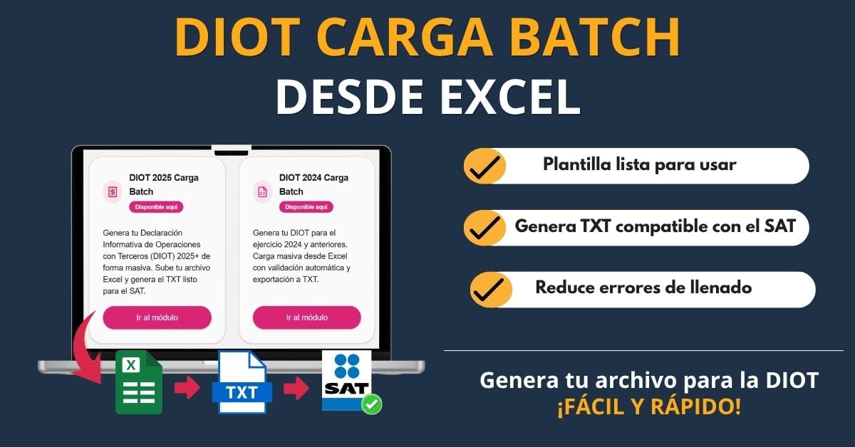 Carga Batch DIOT 2026 para ejercicio 2025 y posteriores. (Anualidad ...